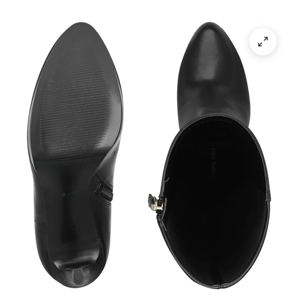 Nine West Quizme Black Leather Heeled Boots NWT - Picture 6 of 6